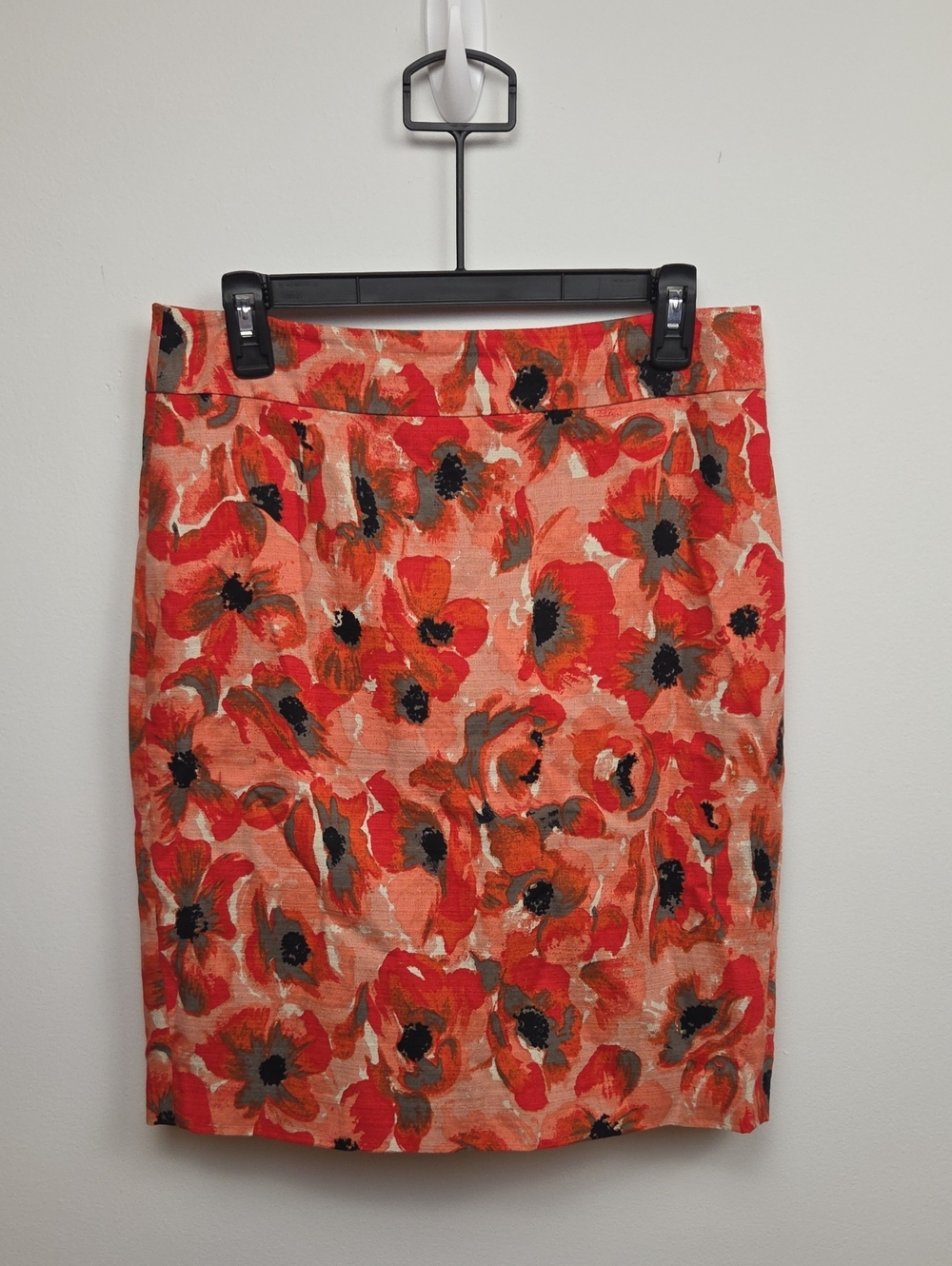 Ann Taylor Orange Floral Pencil Skirt Art To Wear Office Career Business Casual
